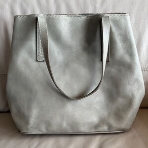 Roots Grey Leather Tote Bag Shoulder Bag